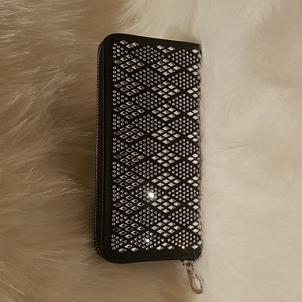 Black Rhinestone Pattern Bling Wallet - image 1